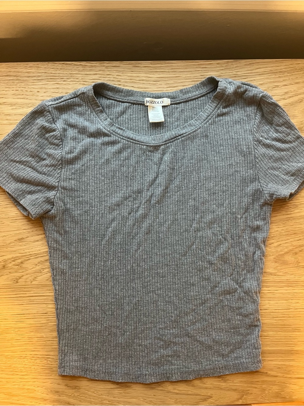 Bozzolo Heather Gray Ribbed Short Sleeve Scoop Neck Top